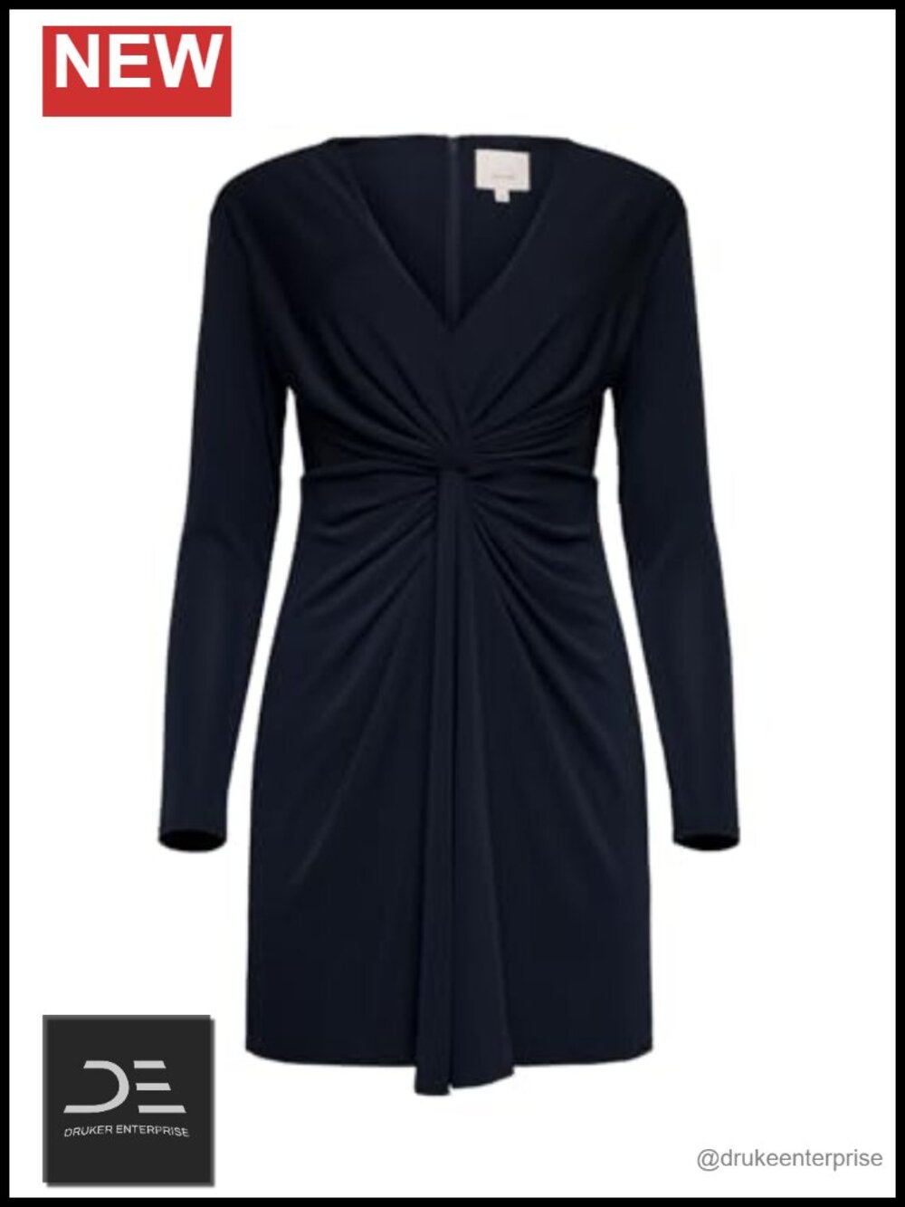 Cinq à Sept Lunara Matte Jersey Mini Dress V-Neck Long Sleeve Fitted
